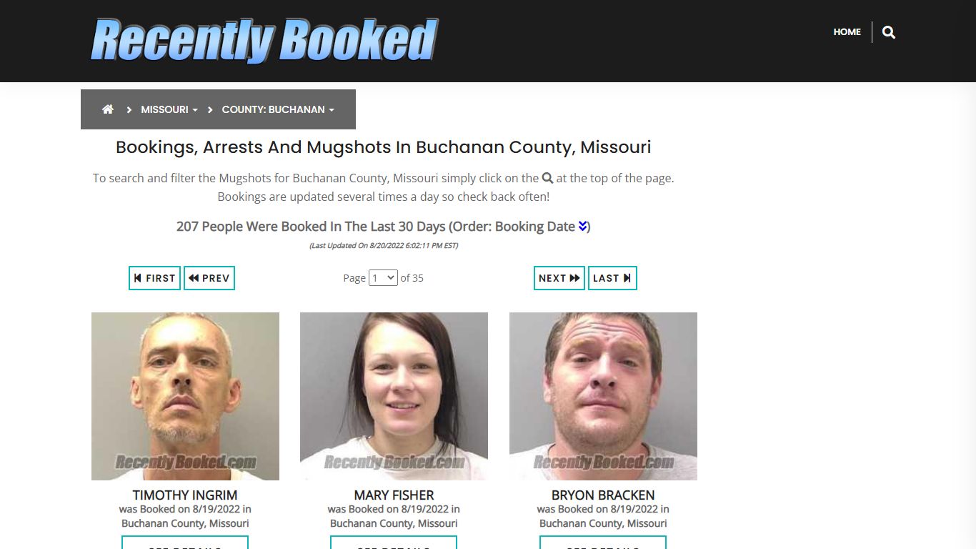 Bookings, Arrests and Mugshots in Buchanan County, Missouri