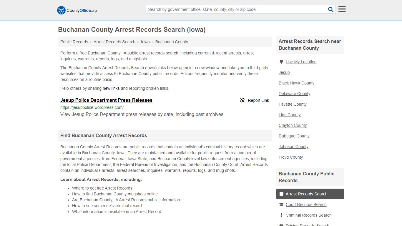 Arrest Records Search - Buchanan County, IA (Arrests & Mugshots)